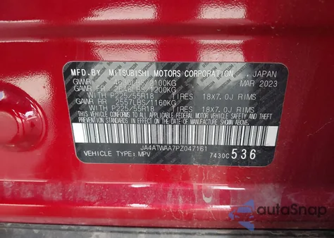 2023 Mitsubishi Eclipse Cross Sel S-Awc z USA, uszkodzony, nr VIN JA4ATWAA7PZ047161